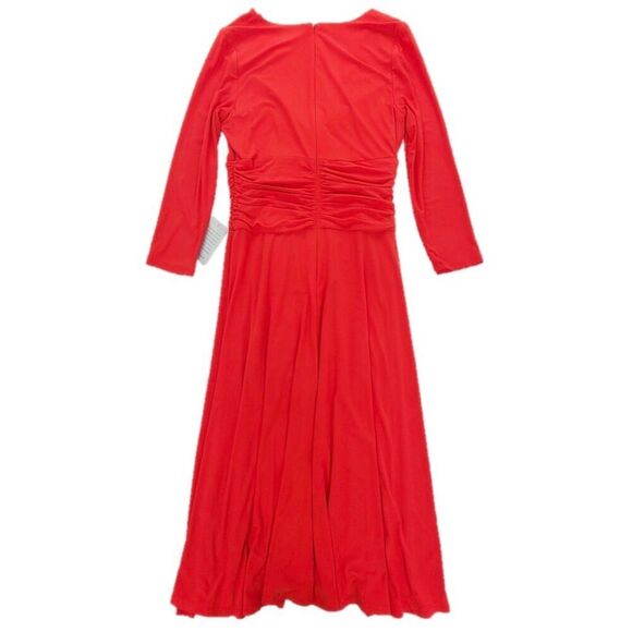 NWT Eliza J Long Sleeve Twist-Detail Wrap Midi Dress Red Plus 14 Dressy Cocktail - Picture 5 of 10